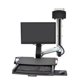 Ergotron SV Combo System with Worksurface & Pan, Small CPU Holder - Aluminium
