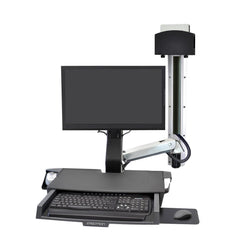 Ergotron SV Combo System with Worksurface & Pan, Small CPU Holder - Aluminium