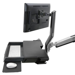 Ergotron SV Combo System with Worksurface & Pan, Small CPU Holder - Aluminium