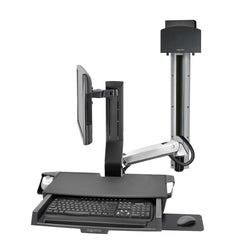 Ergotron SV Combo System with Worksurface & Pan, Small CPU Holder - Aluminium
