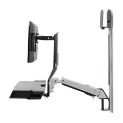 Ergotron SV Combo System with Worksurface & Pan, Small CPU Holder - Aluminium