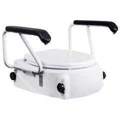 Adjustable Raised Toilet Seat with Armrests