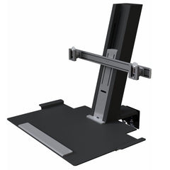Humanscale Quickstand Sit/Stand Workstation for Dual Monitors (2 x 24" monitors), Large Work Platform, Freestanding Base, in Black