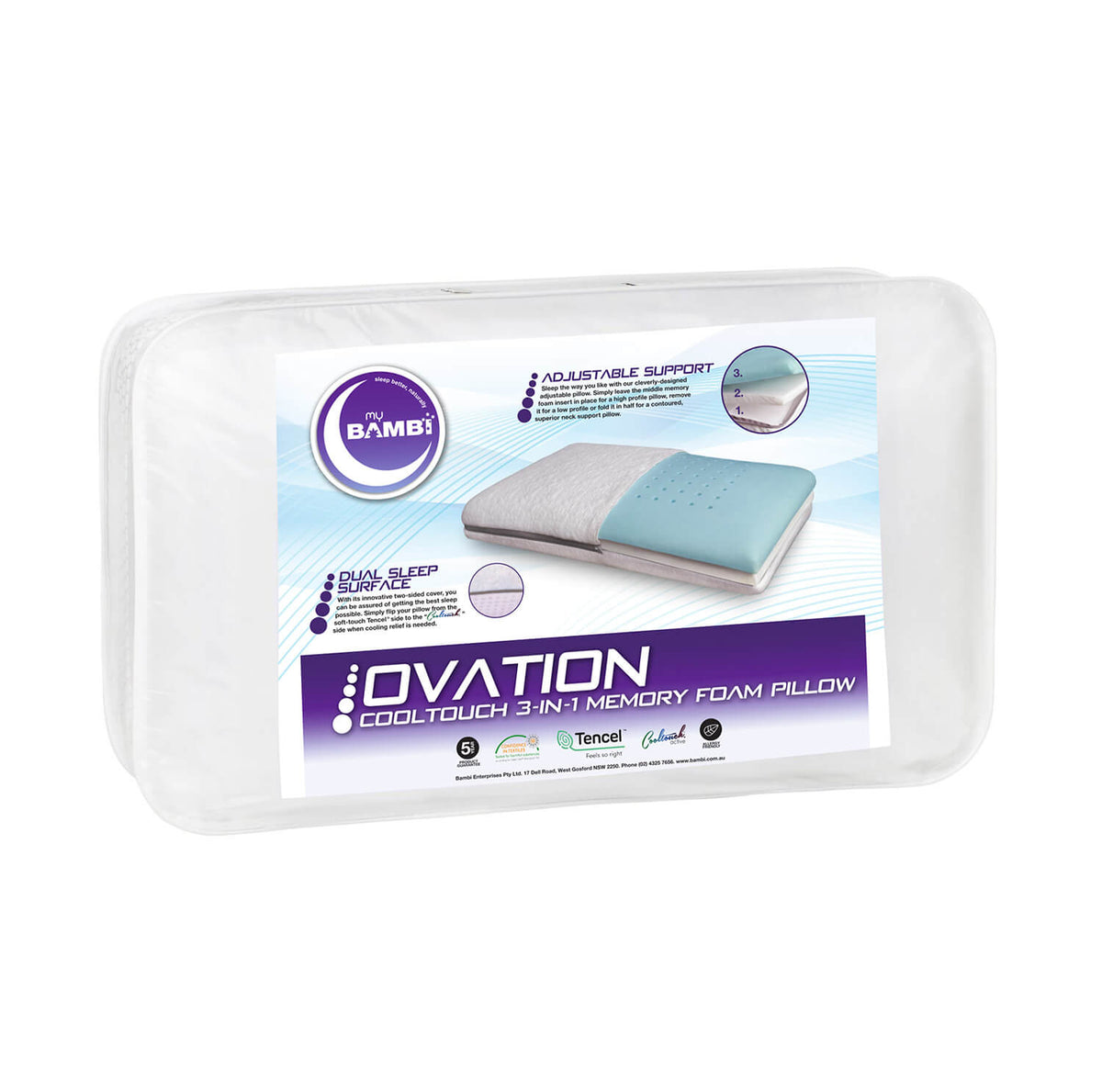Bambi Ovation Memory Foam 3-in-1 Adjustable Pillow