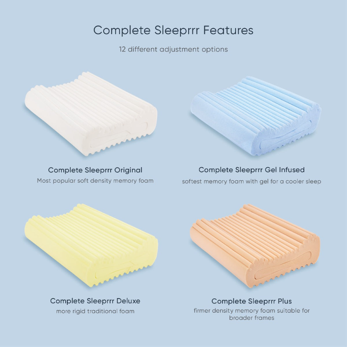Therapeutic Pillow Complete Sleeprrr Original - Adjustable Memory Foam Pillow - Soft Version