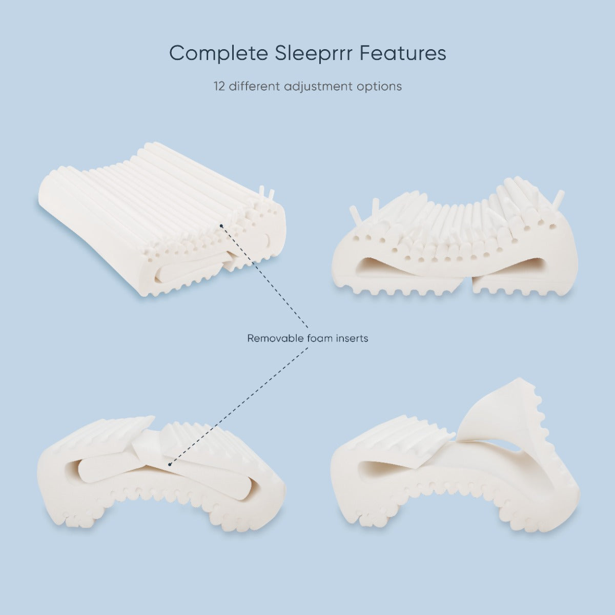Therapeutic Pillow Complete Sleeprrr Plus - Adjustable Memory Foam Pillow - Medium Version