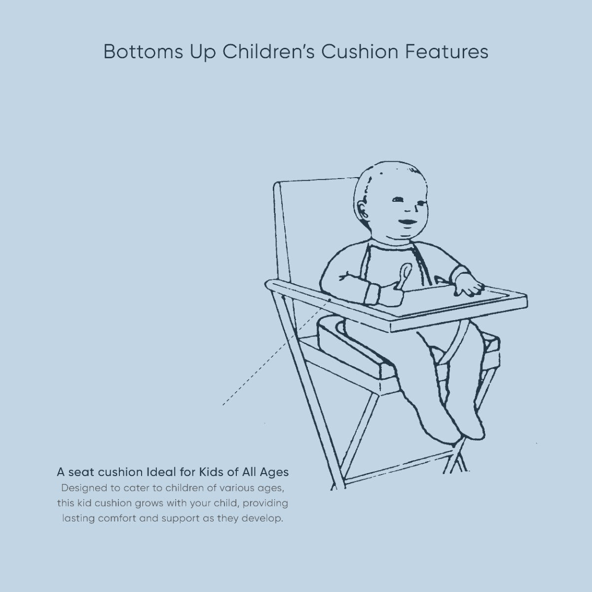 Therapeutic Pillow BottomsUp Seat Cushion - Children's Booster Seat Chair Cushion - Charcoal Colour Only