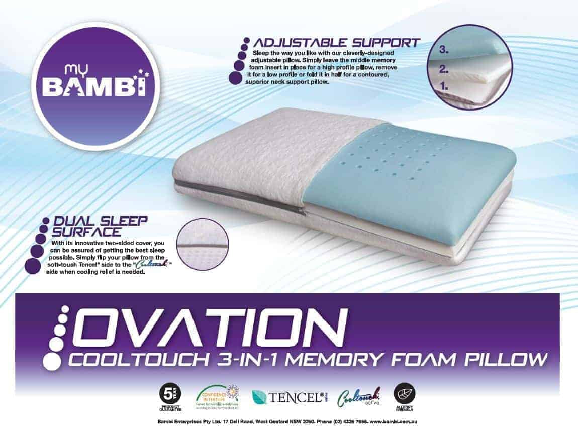 Bambi Ovation Memory Foam 3-in-1 Adjustable Pillow