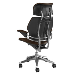 Humanscale Freedom Chair, Standard Duron Arms, Ticino Leather, Coffee, Aluminium