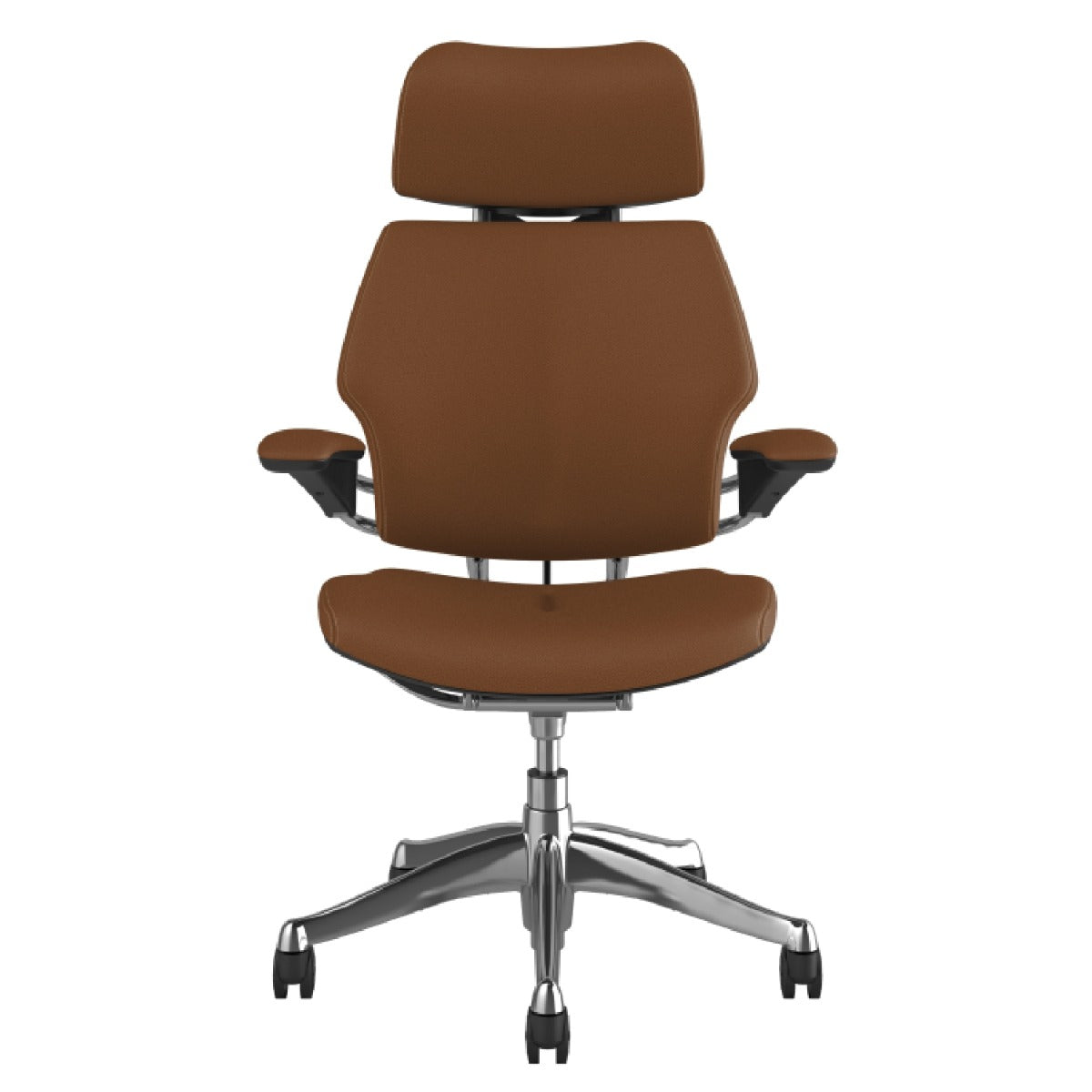 Humanscale Freedom Chair, Duron Arms, Brown Leather, Aluminium