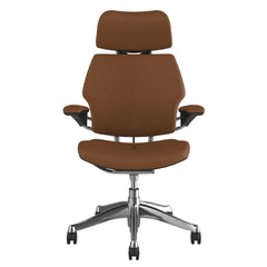 Humanscale Freedom Chair, Duron Arms, Brown Leather, Aluminium
