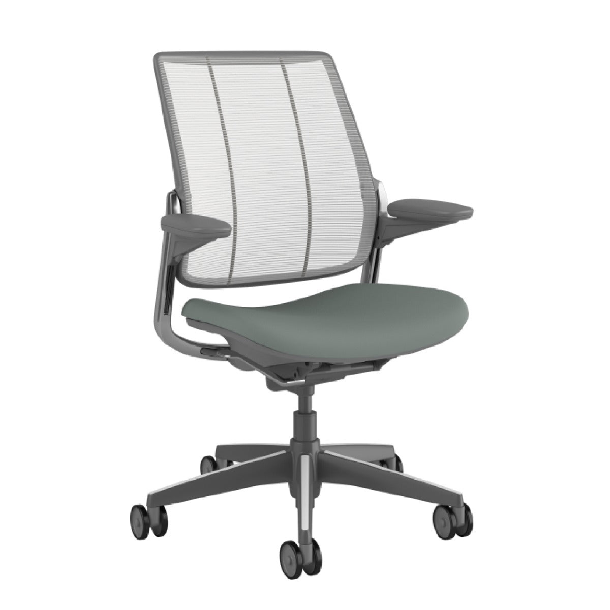 Humanscale Smart Chair, Adjustable Arms, Lotus Shale, Dark Gray Frame