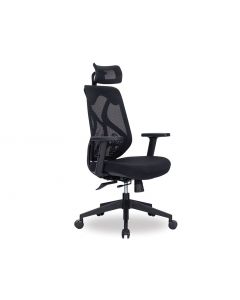Trieste Office Chair with Headrest - Black -Black Padded Seat