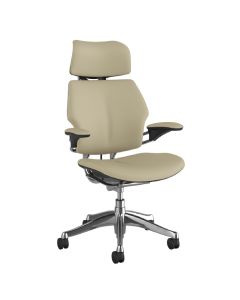 Humanscale Freedom Chair, Duron Arms, Vanilla Leather, Aluminium
