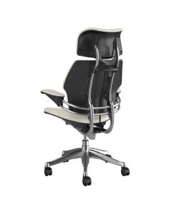Humanscale Freedom Chair, Gel Arms, White Leather, Aluminium