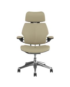 Humanscale Freedom Chair, Duron Arms, Vanilla Leather, Aluminium