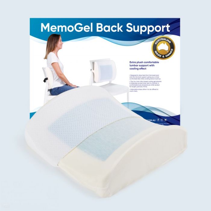 Therapeutic Pillow MemoGel Back Support - Cooling Back Pain Relief Chair Cushion