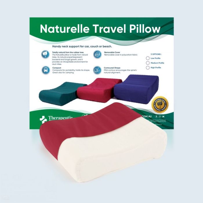 Therapeutic Pillow Naturelle Latex Travel Pillow - Half Regular Width for Easy Travel